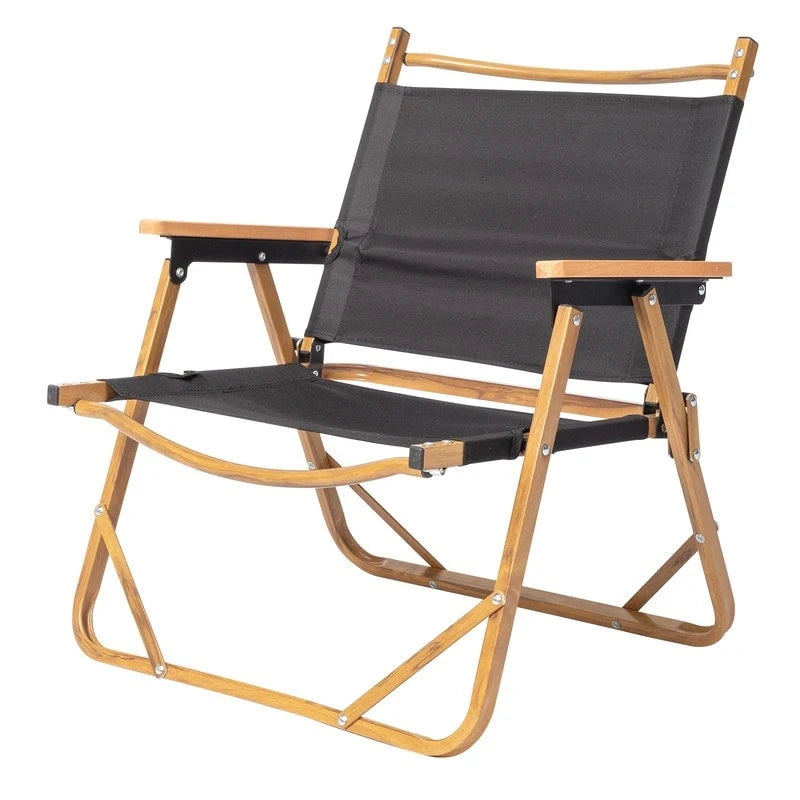 Chaise de camping en aluminium à cadre unique avec revêtement en spray imitation bois
