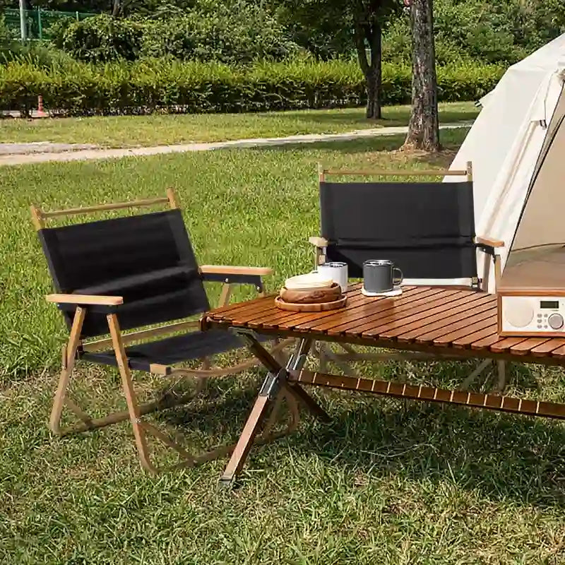 Chaise de camping en aluminium à cadre unique avec revêtement en spray imitation bois