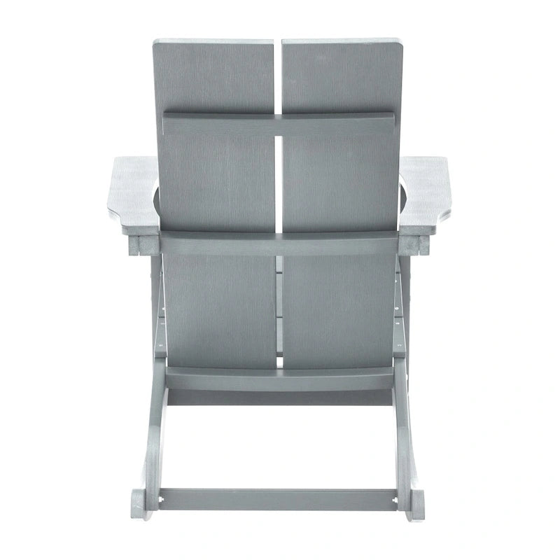 Fauteuil à bascule Adirondack moderne à 2 lattes en polyrésine pour l'intérieur et l'extérieur