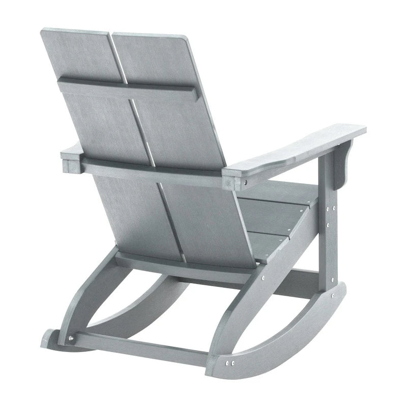 Fauteuil à bascule Adirondack moderne à 2 lattes en polyrésine pour l'intérieur et l'extérieur