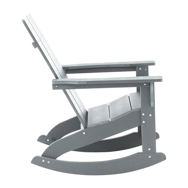Fauteuil à bascule Adirondack moderne à 2 lattes en polyrésine pour l'intérieur et l'extérieur