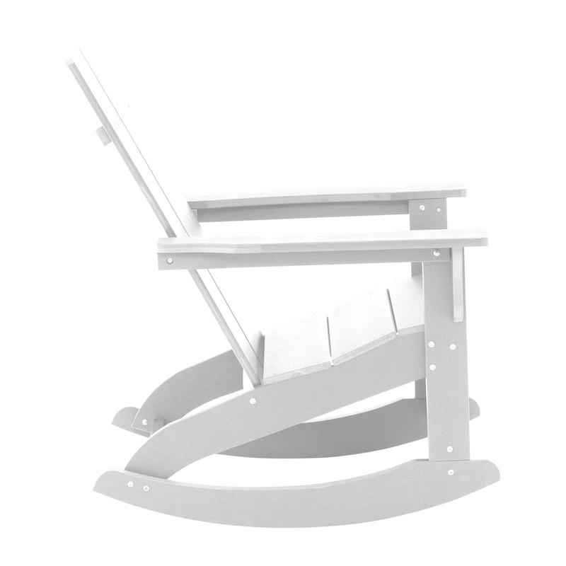 Fauteuil à bascule Adirondack moderne à 2 lattes en polyrésine pour l'intérieur et l'extérieur