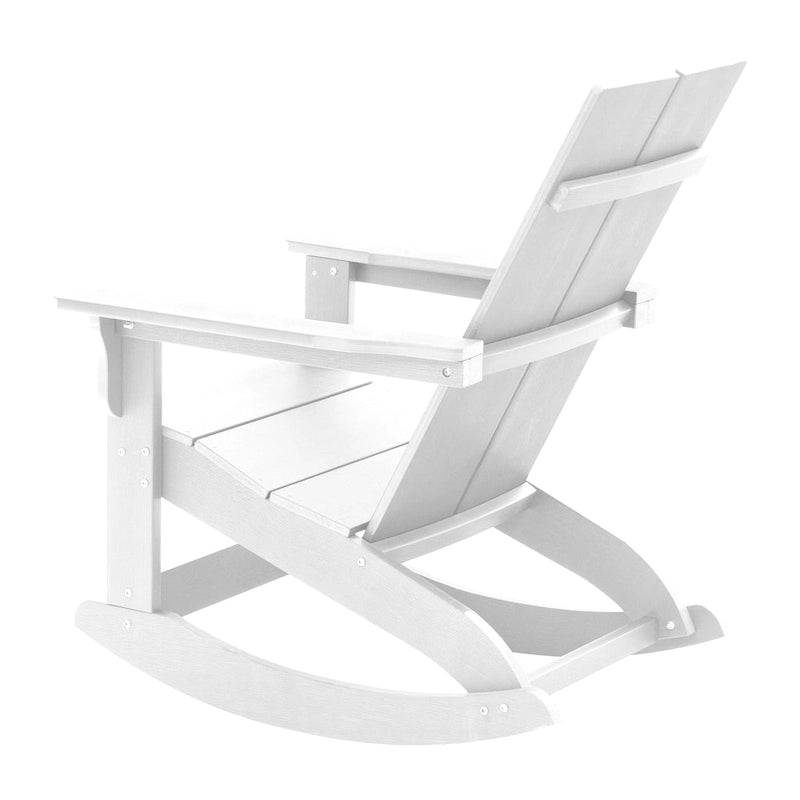 Fauteuil à bascule Adirondack moderne à 2 lattes en polyrésine pour l'intérieur et l'extérieur