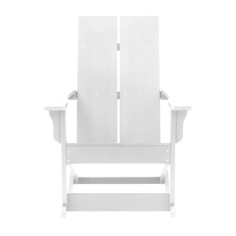 Fauteuil à bascule Adirondack moderne à 2 lattes en polyrésine pour l'intérieur et l'extérieur