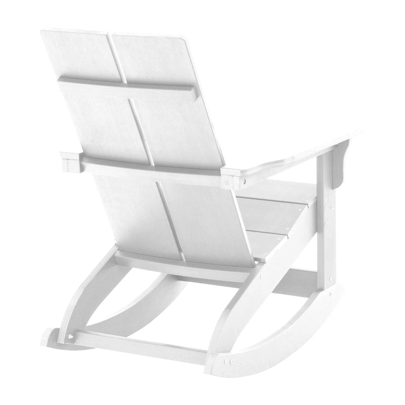 Fauteuil à bascule Adirondack moderne à 2 lattes en polyrésine pour l'intérieur et l'extérieur