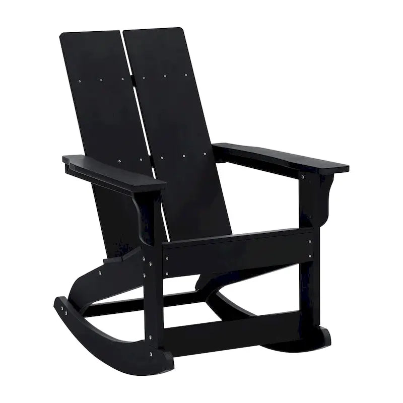Fauteuil à bascule Adirondack moderne à 2 lattes en polyrésine pour l'intérieur et l'extérieur