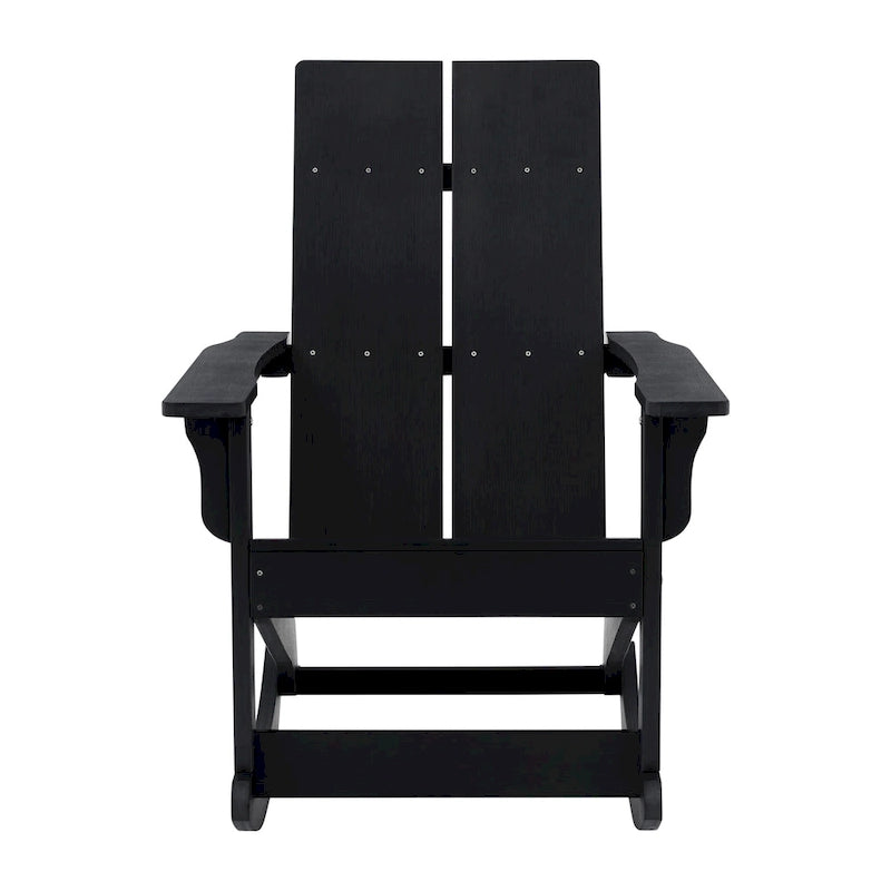Fauteuil à bascule Adirondack moderne à 2 lattes en polyrésine pour l'intérieur et l'extérieur