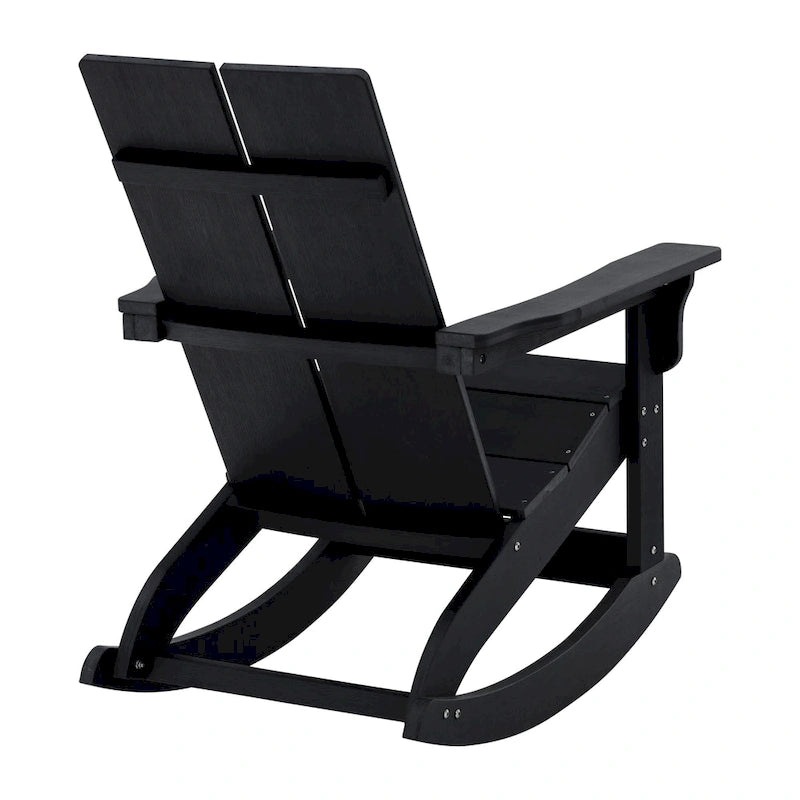 Fauteuil à bascule Adirondack moderne à 2 lattes en polyrésine pour l'intérieur et l'extérieur