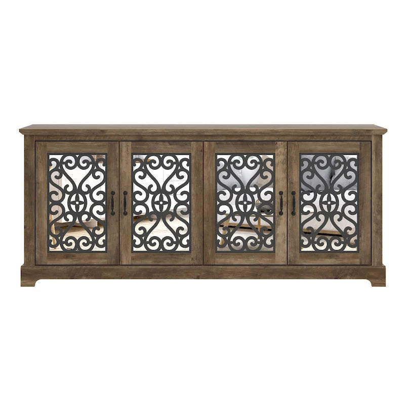 Meuble TV large 4 portes GALANO Calidia 68,2 po gris pierre pour téléviseurs jusqu'à 75 po - 68,2L x 17,1P x 29,3H