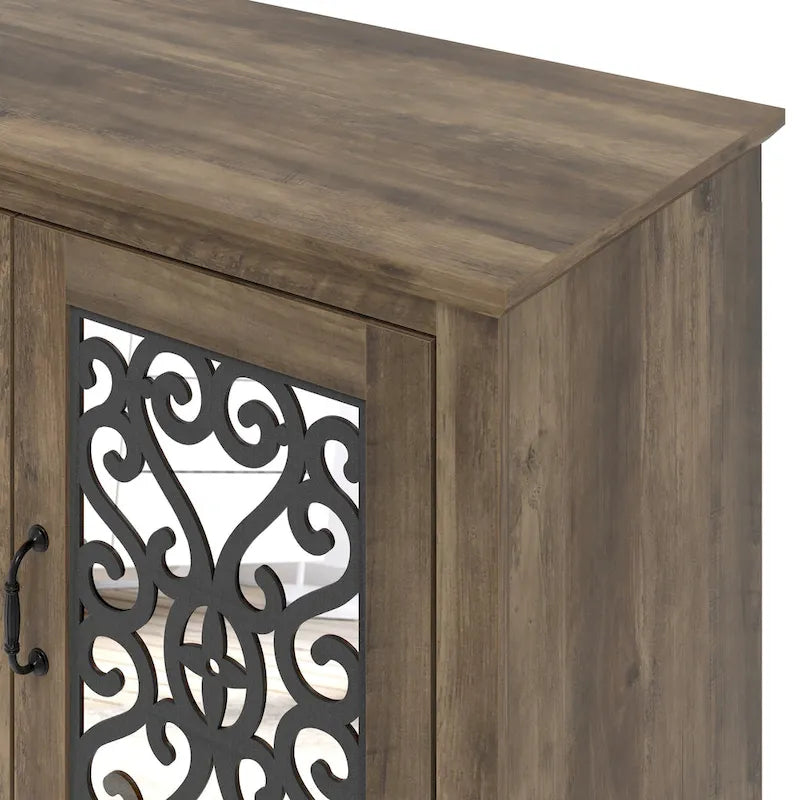 Meuble TV large 4 portes GALANO Calidia 68,2 po gris pierre pour téléviseurs jusqu'à 75 po - 68,2L x 17,1P x 29,3H