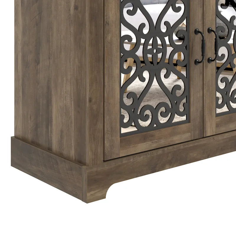 Meuble TV large 4 portes GALANO Calidia 68,2 po gris pierre pour téléviseurs jusqu'à 75 po - 68,2L x 17,1P x 29,3H