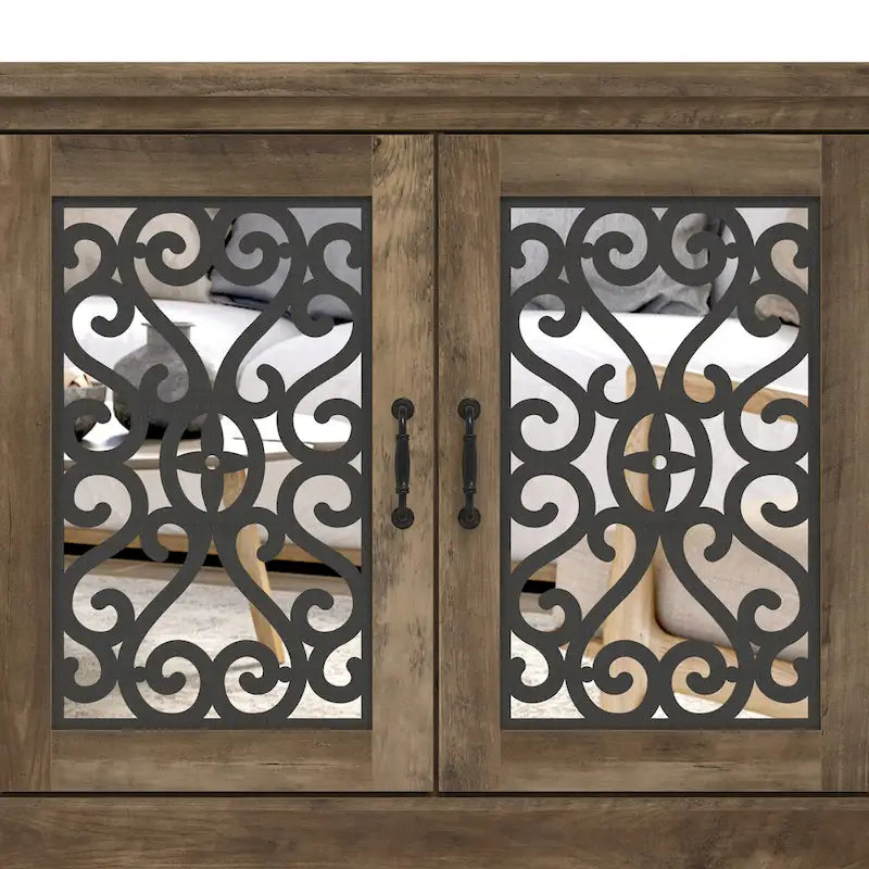 Meuble TV large 4 portes GALANO Calidia 68,2 po gris pierre pour téléviseurs jusqu'à 75 po - 68,2L x 17,1P x 29,3H