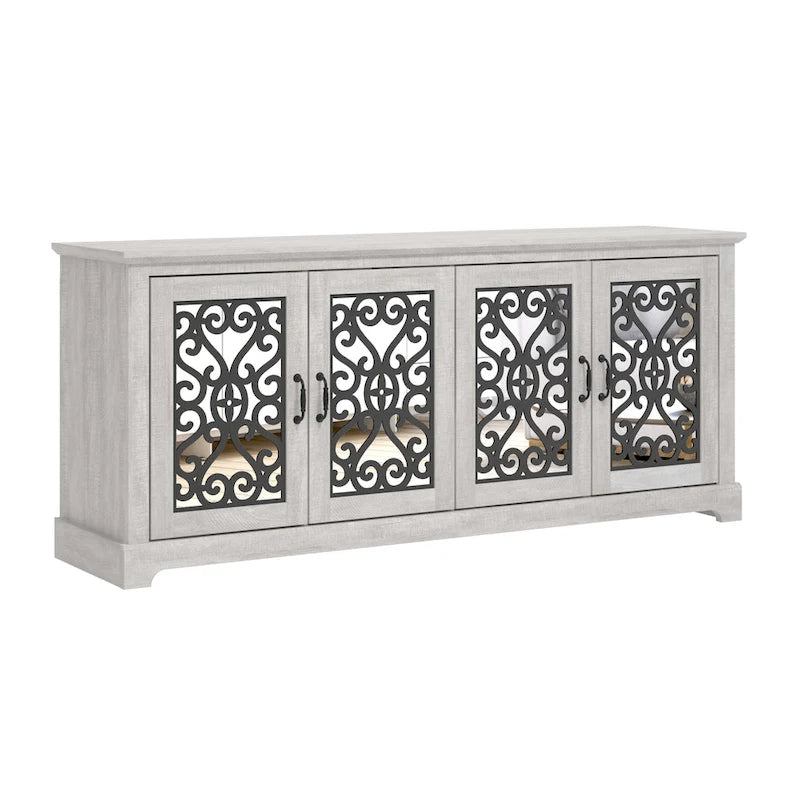 Meuble TV large 4 portes GALANO Calidia 68,2 po gris pierre pour téléviseurs jusqu'à 75 po - 68,2L x 17,1P x 29,3H