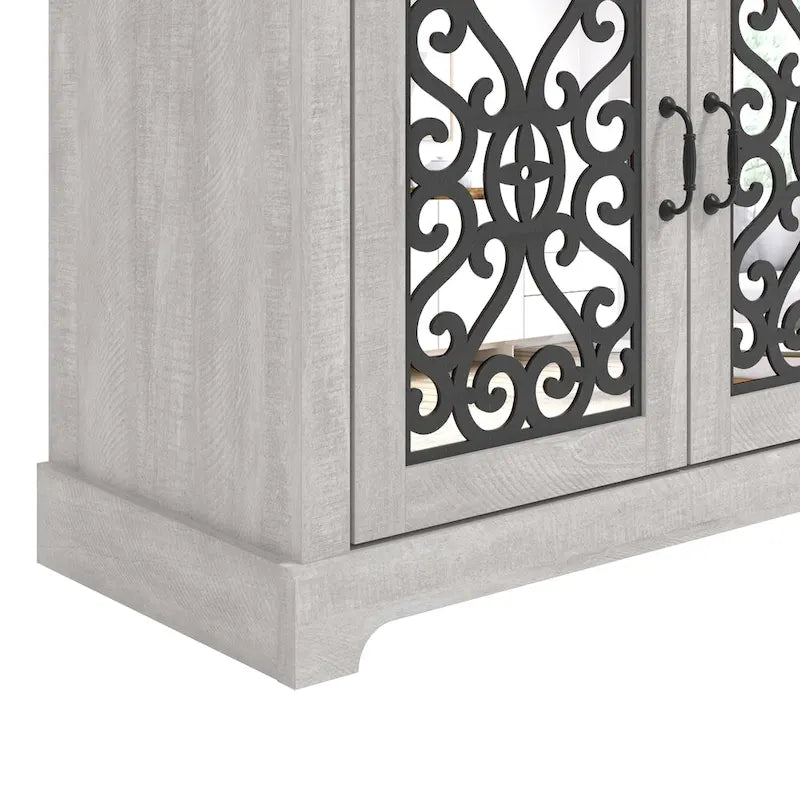 Meuble TV large 4 portes GALANO Calidia 68,2 po gris pierre pour téléviseurs jusqu'à 75 po - 68,2L x 17,1P x 29,3H