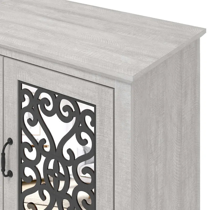Meuble TV large 4 portes GALANO Calidia 68,2 po gris pierre pour téléviseurs jusqu'à 75 po - 68,2L x 17,1P x 29,3H
