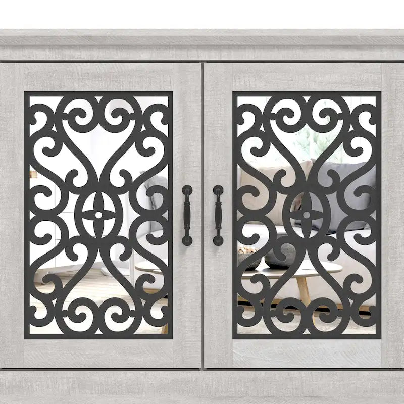 Meuble TV large 4 portes GALANO Calidia 68,2 po gris pierre pour téléviseurs jusqu'à 75 po - 68,2L x 17,1P x 29,3H