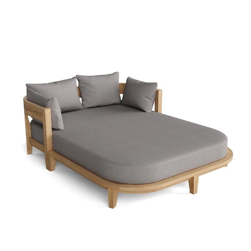 Bain de soleil d'extérieur en teck Coronado avec coussins Sunbrella
