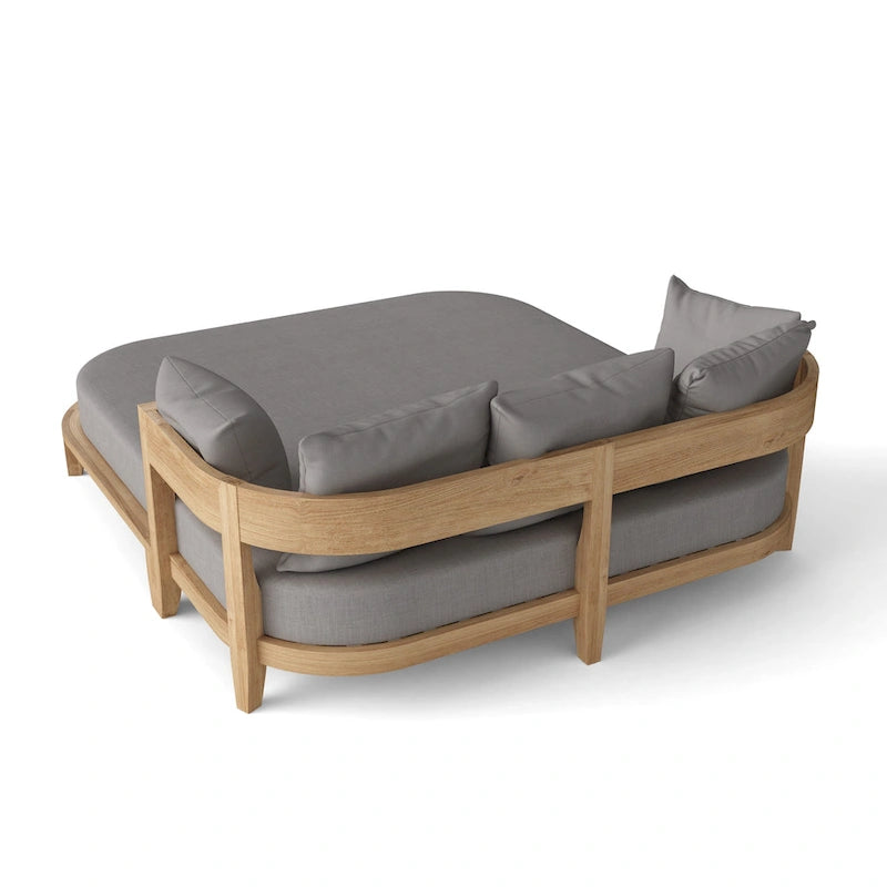 Bain de soleil d'extérieur en teck Coronado avec coussins Sunbrella