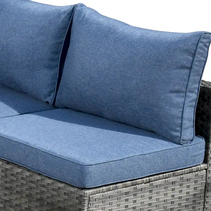 HOOOWOOO Ensemble de Meubles de Jardin en Rotin Gris 8 Pièces Canapé Modulable avec Table Foyer