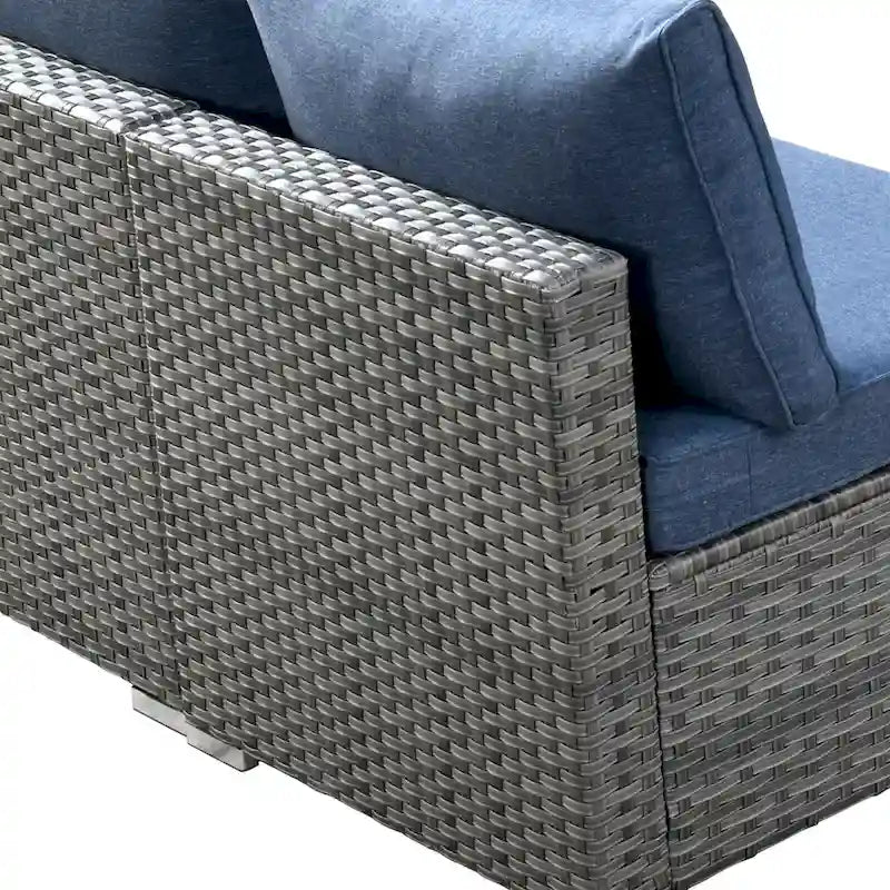HOOOWOOO Ensemble de Meubles de Jardin en Rotin Gris 8 Pièces Canapé Modulable avec Table Foyer