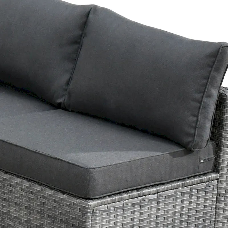 HOOOWOOO Ensemble de Meubles de Jardin en Rotin Gris 8 Pièces Canapé Modulable avec Table Foyer