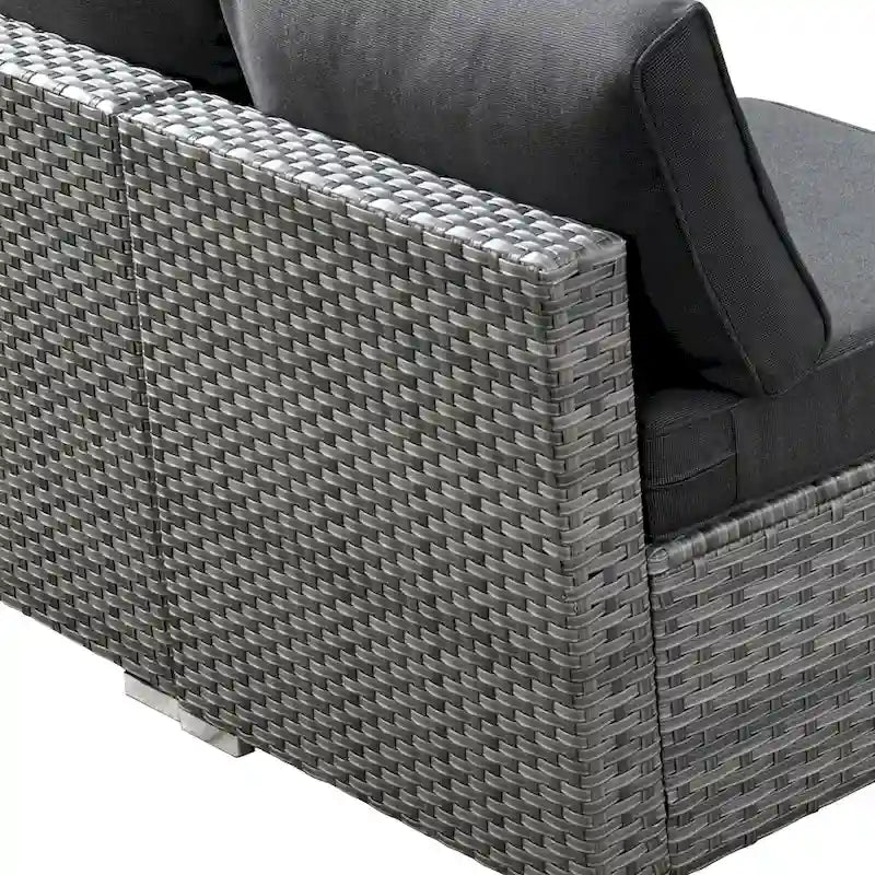 HOOOWOOO Ensemble de Meubles de Jardin en Rotin Gris 8 Pièces Canapé Modulable avec Table Foyer