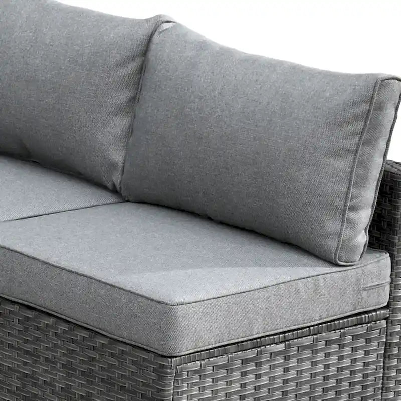 HOOOWOOO Ensemble de Meubles de Jardin en Rotin Gris 8 Pièces Canapé Modulable avec Table Foyer