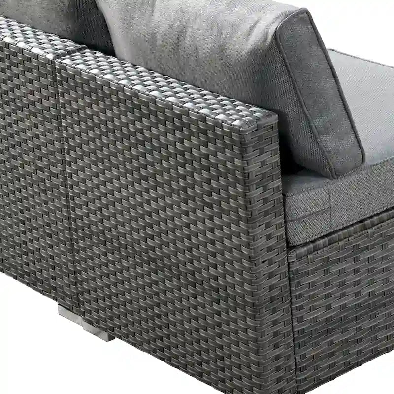 HOOOWOOO Ensemble de Meubles de Jardin en Rotin Gris 8 Pièces Canapé Modulable avec Table Foyer