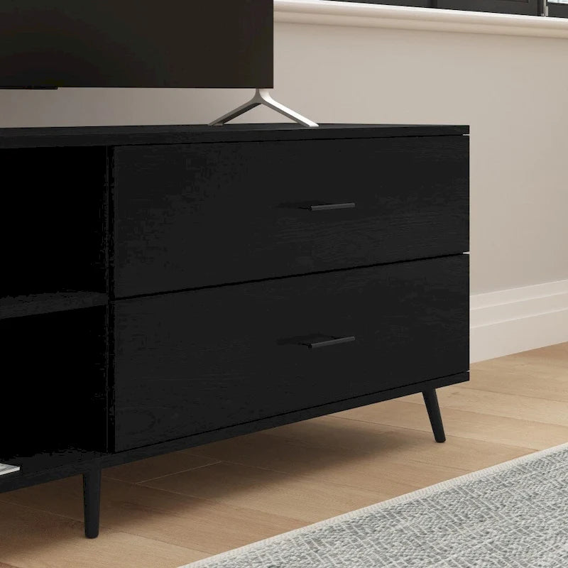Meuble TV pour téléviseurs jusqu'à 65 pouces avec étagère réglable et tiroirs de rangement