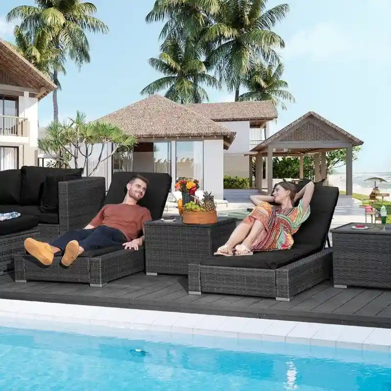 Ensemble de meubles de patio 11 pièces FINCATI, canapé sectionnel d'extérieur avec table brasero