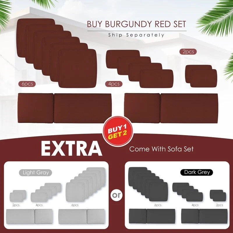 Ensemble de meubles de patio 11 pièces FINCATI, canapé sectionnel d'extérieur avec table brasero