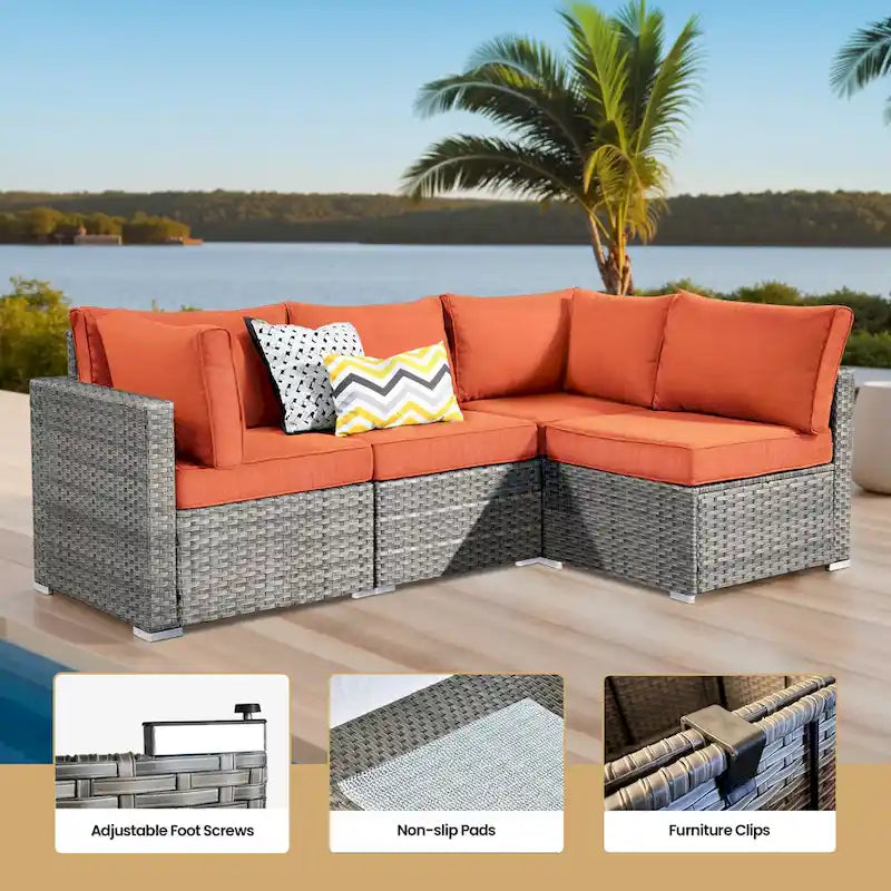 XIZZI Salon de jardin d'extérieur sectionnel 8 pièces avec table brasero