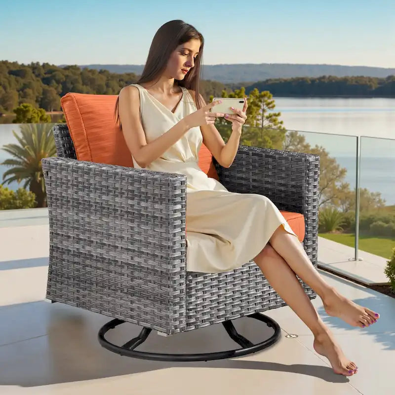 XIZZI Salon de jardin d'extérieur sectionnel 8 pièces avec table brasero