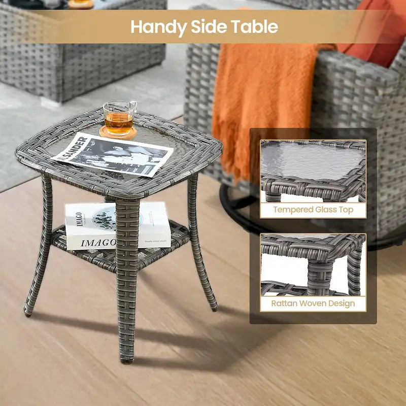 XIZZI Salon de jardin d'extérieur sectionnel 8 pièces avec table brasero