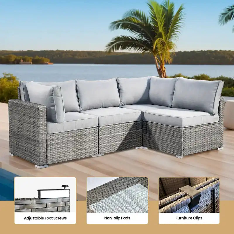 XIZZI Salon de jardin d'extérieur sectionnel 8 pièces avec table brasero