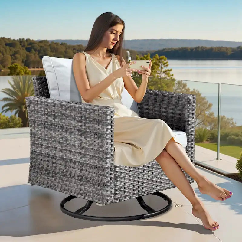 XIZZI Salon de jardin d'extérieur sectionnel 8 pièces avec table brasero