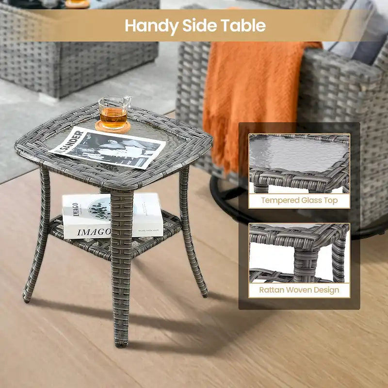 XIZZI Salon de jardin d'extérieur sectionnel 8 pièces avec table brasero