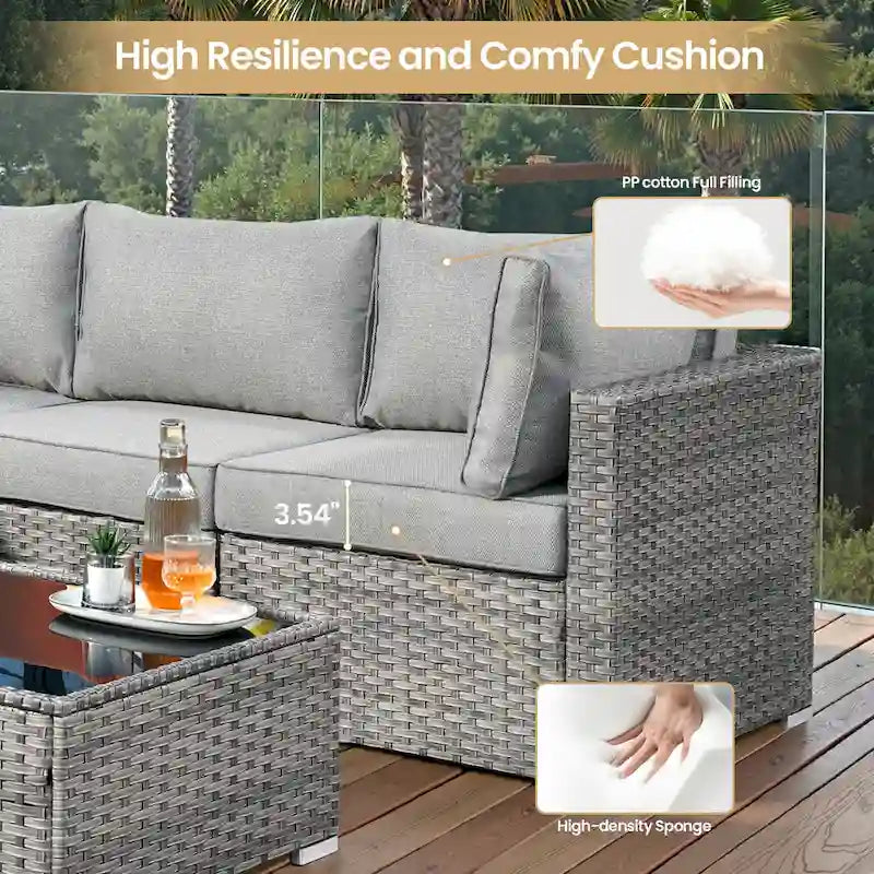 XIZZI Salon de jardin d'extérieur sectionnel 8 pièces avec table brasero