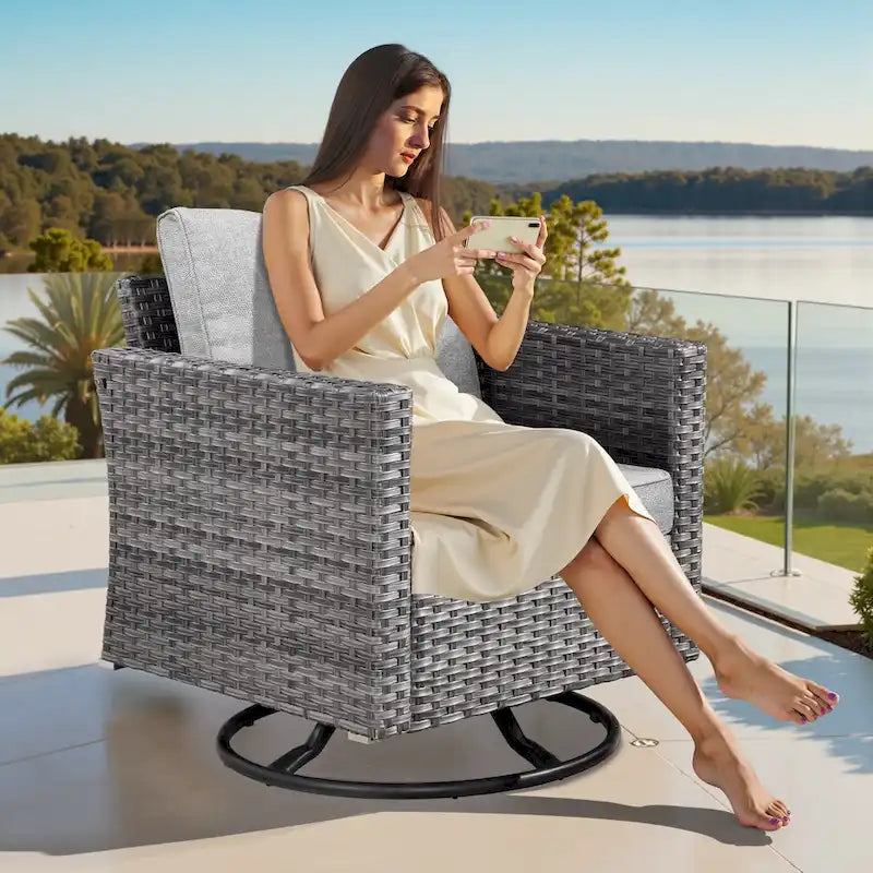 XIZZI Salon de jardin d'extérieur sectionnel 8 pièces avec table brasero