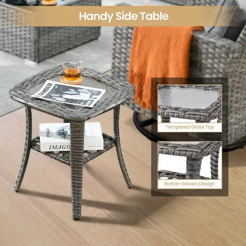 XIZZI Salon de jardin d'extérieur sectionnel 8 pièces avec table brasero