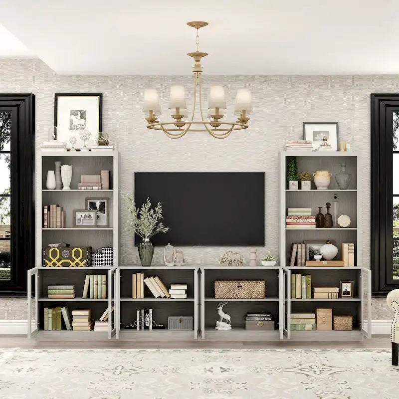 Meuble TV avec portes vitrées pour salons modernes - Meuble de divertissement - 126x70.9