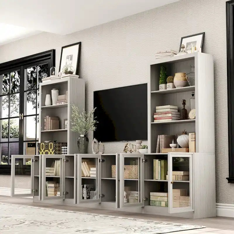 Meuble TV avec portes vitrées pour salons modernes - Meuble de divertissement - 126x70.9