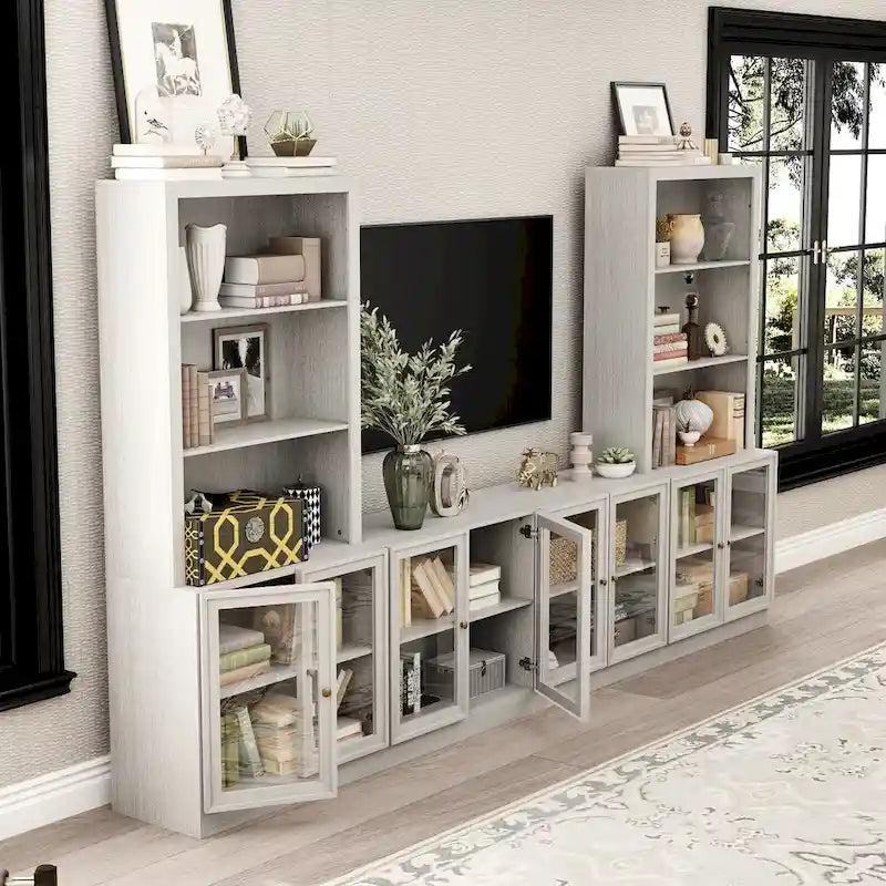 Meuble TV avec portes vitrées pour salons modernes - Meuble de divertissement - 126x70.9