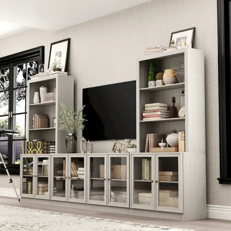 Meuble TV avec portes vitrées pour salons modernes - Meuble de divertissement - 126x70.9