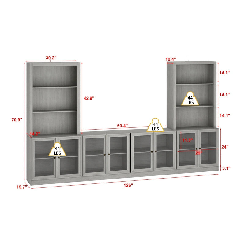 Meuble TV avec portes vitrées pour salons modernes - Meuble de divertissement - 126x70.9
