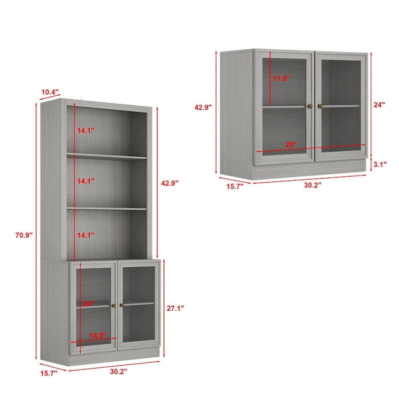 Meuble TV avec portes vitrées pour salons modernes - Meuble de divertissement - 126x70.9
