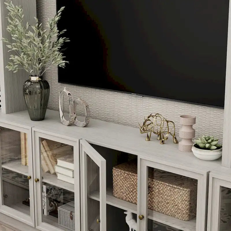 Meuble TV avec portes vitrées pour salons modernes - Meuble de divertissement - 126x70.9