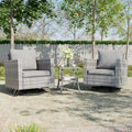 BONOSUKI Ensemble de canapé de jardin pivotant 3 pièces marron-gris avec table en verre