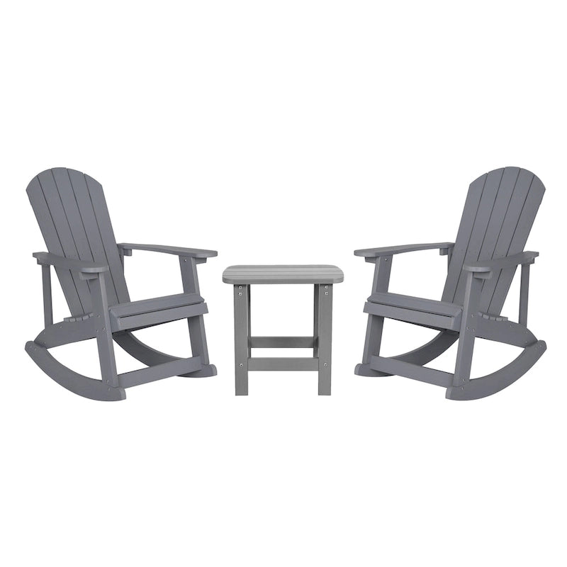 Ensemble de 2 chaises berçantes Adirondack en résine avec 1 table d'appoint