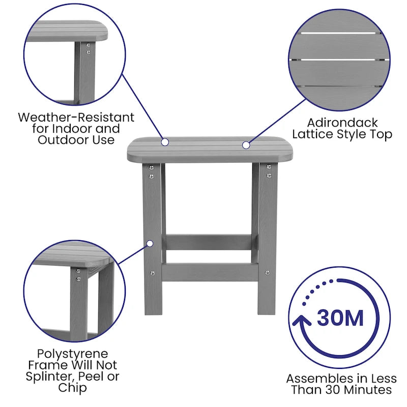 Ensemble de 2 chaises berçantes Adirondack en résine avec 1 table d'appoint
